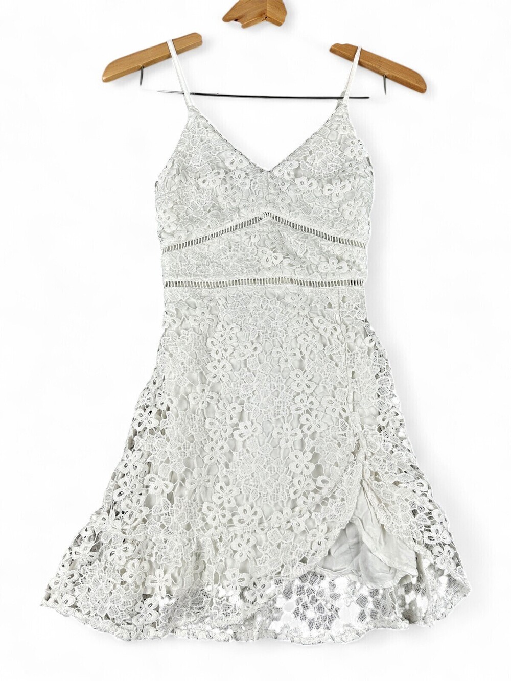 Abercrombie & Fitch White Lace Asymmetrical Wrap Mini Dress XS